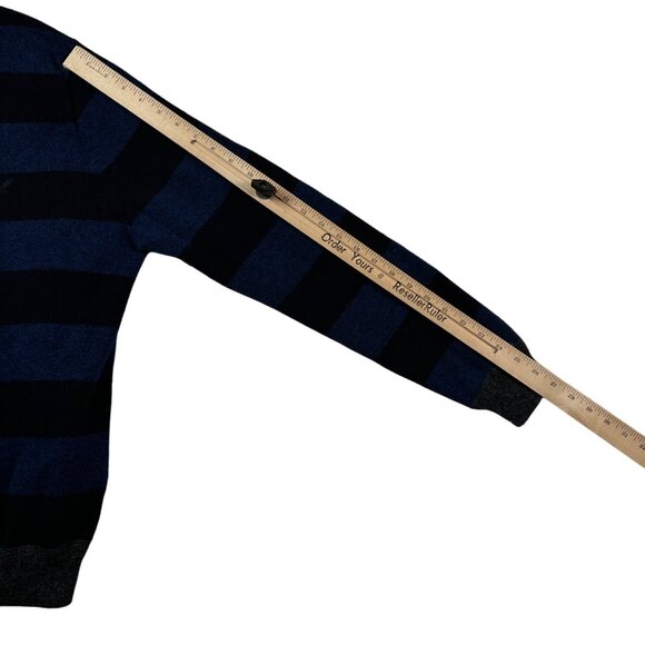 American Eagle Outfitters Sweater Men's L/S Crew Neck Striped Blue Black Large - Picture 5 of 12